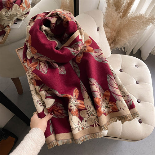 Load image into Gallery viewer, Warm Winter Scarf Cashmere Women Pashmina Design Print Shawls Wrap Female Thick Blanket Soft Bufanda Stoles Fashion
