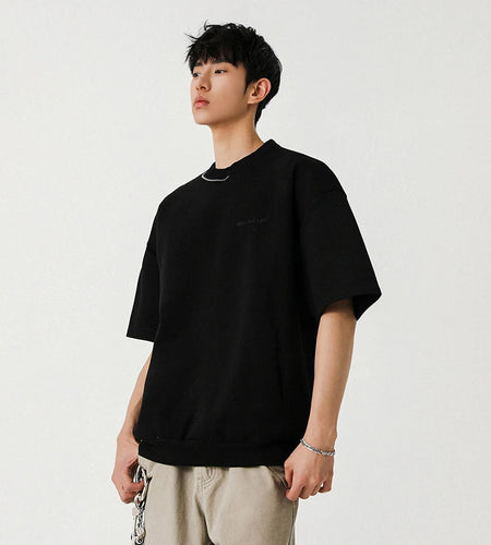 Korean Male T-shirts New Solid Color Pullover Short Sleeves T-shirt Zipper Decoration Casual Fanshion Trend Summer 9W1299