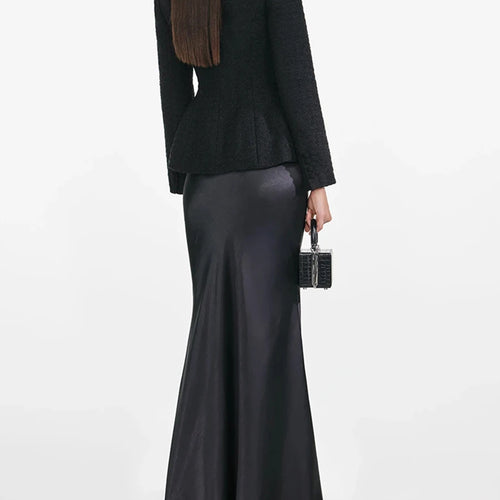 Load image into Gallery viewer, Slimming Elegant Two Piece Sets for Women Lapel Long Sleeves Tunic Spliced Buttons Top High Waist Skirt Set Female
