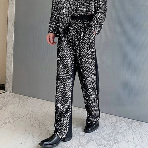 Load image into Gallery viewer, Patchwork Men&#39;s Suit Pants Personality Sequin Contrast Color Design Male Wide Leg Straight Trousers Chic 9C4551
