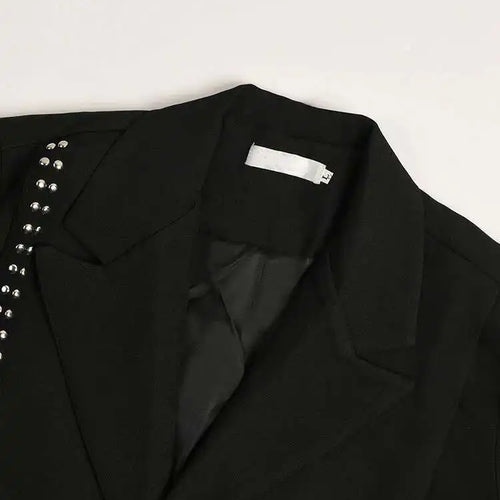 Load image into Gallery viewer, Loose Fit Black Irregular Rivet Big Size Jacket New Lapel Long Sleeve Women Coat Fashion Tide Spring Autumn 2025 1DF3046
