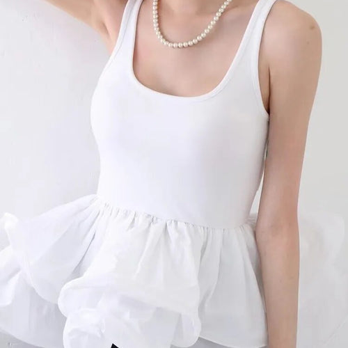 Load image into Gallery viewer, Ruffles Solid Tank Tops For Women Square Collar Sleeveless Mini Summer Vest Female Fashion Style Clothing
