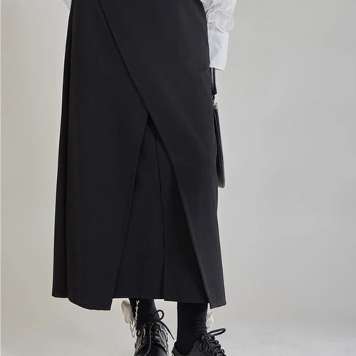 Load image into Gallery viewer, High Waist Black Irregular Slit Hem Spliced Elegant Half-body Skirt Women Fashion Tide New Spring Autumn 2025 1DH9887

