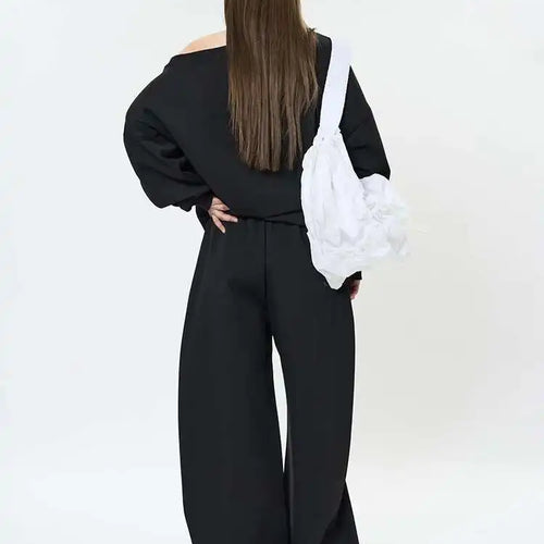 Load image into Gallery viewer, High Elastic Waist Black Drawstring Shaped Wide Leg Pants New Trousers Women Fashion Tide Spring Autumn 2025 1DH9584
