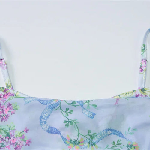 Load image into Gallery viewer, Sleeveless Print Spaghetti Strap Slash Neck Sexy Backless Thigh Split Maxi Dress Women Pleated Vacation Dress Summer
