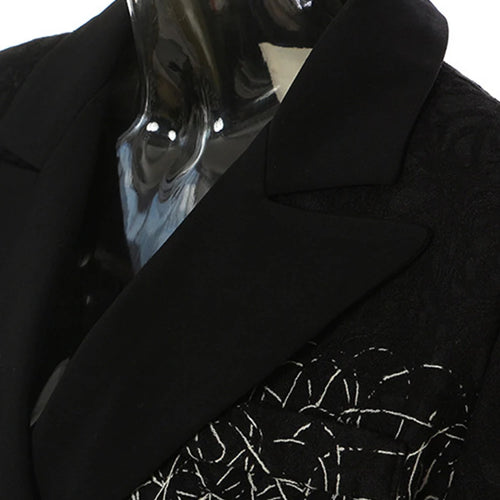 Load image into Gallery viewer, Women Black Embroidery Big Size Blazer New Lapel Long Sleeve Loose Fit Jacket Fashion Tide Spring Autumn 2025 17A4201H
