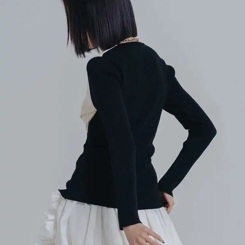 Load image into Gallery viewer, Irregular Color-block Knitting Sweater Fit V-Neck Long Sleeve Women Pullovers New Fashion Tide Autumn Winter 2025 1DE6584
