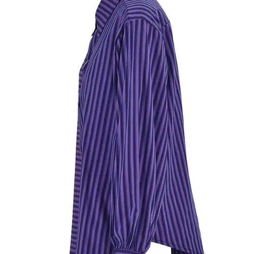 Load image into Gallery viewer, Women Green Striped Big Size Casual Blouse New Lapel Long Sleeve Loose Fit Shirt Fashion Tide Spring Autumn 2025 CPG0655
