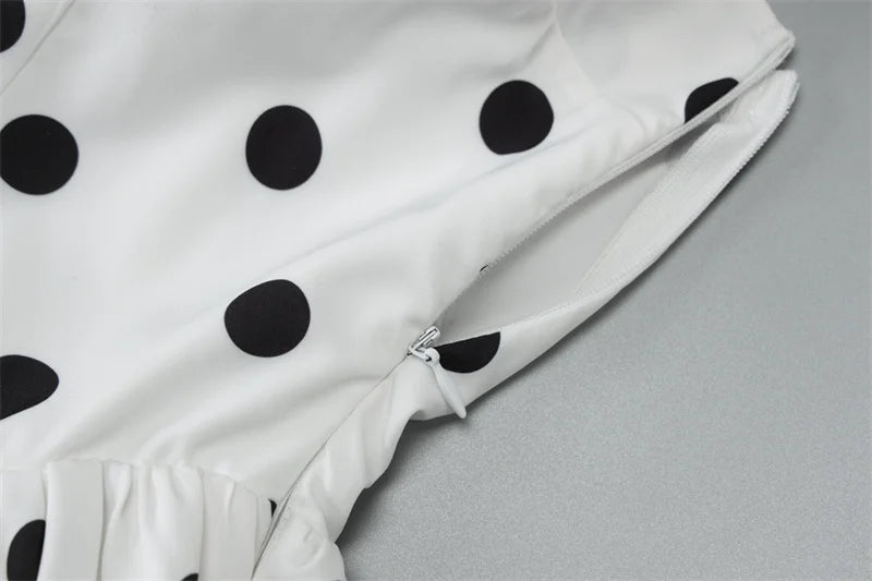 Halter Print Polka Dot Mini Dress Women Fashion Off-shoulder Sleeveless Backless High Waist A-line Club Party Dress