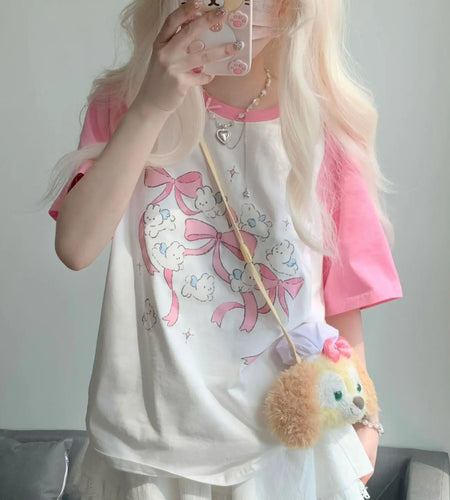 Women Clothing Japanese T-shirt Y2k Tops Ropa Mujer Fashion Summer Tees Casual Cute Tshirts Cartoon Print Short Sleeve Camisetas