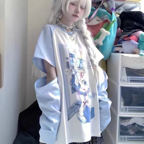 Load image into Gallery viewer, Japanese Oversized T Shirts Women&#39;s Clothing Summer Camisetas Short Sleeve Anime Print Tees Y2k Tops Casual Fashion T-shirts
