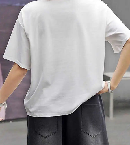 Women Black Irregular Hem Zipper Big Size Casual T-shirt New Round Neck Short  Sleeve Fashion Spring Summer 2025 1DJ0619