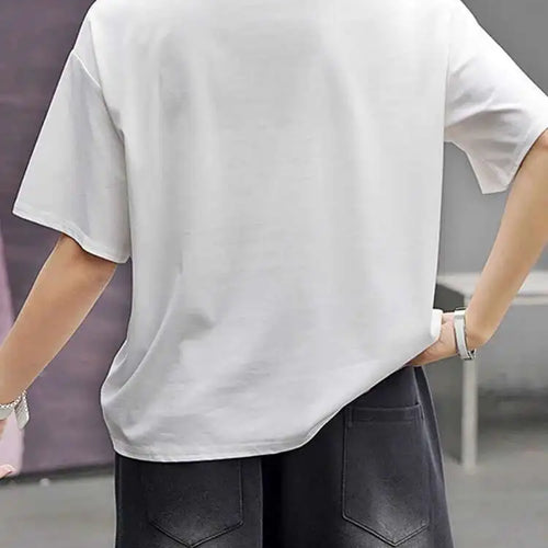 Load image into Gallery viewer, Women Black Irregular Hem Zipper Big Size Casual T-shirt New Round Neck Short  Sleeve Fashion Spring Summer 2025 1DJ0619
