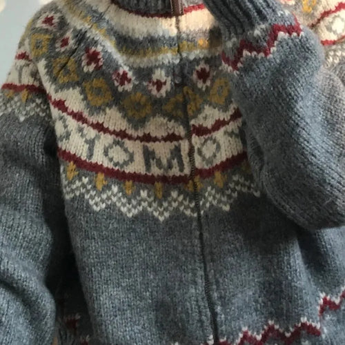 Load image into Gallery viewer, Jacquard Sweet Christmas Vintage Cardigans Women Harajuku Zipper Grunge Sweaters Loose Streetwear Knitted Coats Y2k Aesthetic
