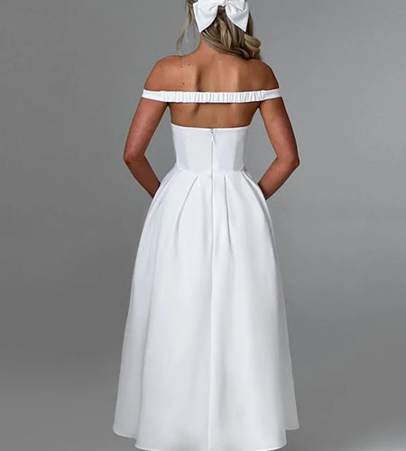 Off-shoulder Backless Pleated Maxi Dress Women Fashion Strapless Sleeveless High Waist A-line Club Long Dress Elegant