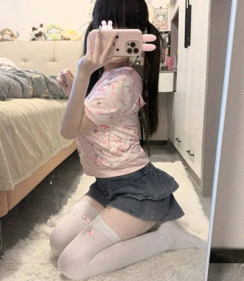 Japanese Kawaii Cartoon Printing Coat 2025 Women Caual Loose Cute Hooded Jacket Y2k Aesthetic Girls Sweet Grunge Summer Outwear