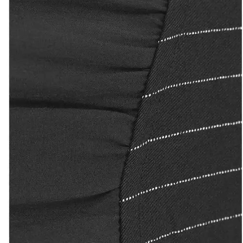 Load image into Gallery viewer, Women Black Striped Drawstring Big Size Knee-Length Dress New Lapel Long Sleeve Fashion Tide Spring Autumn 2025 1DH9966
