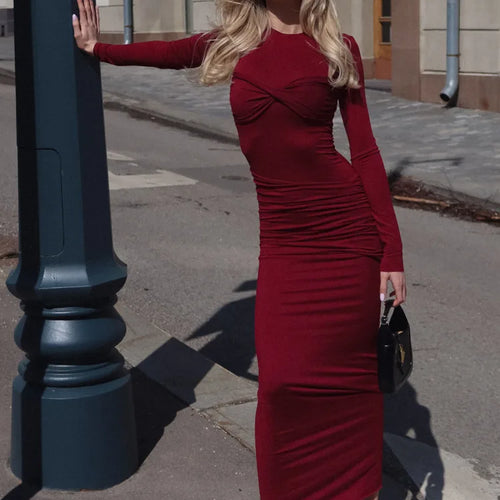 Load image into Gallery viewer, Elegant Long Sleeved Elastic Tight Dress Women Pleated Double-layer Party Club Evening Dress Female Slim Vestido 2024

