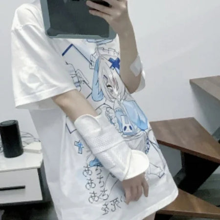 Oversized T Shirts 2024 Women Clothing Japanese Y2k Tops Fashion Summer Tees Short Sleeve O-neck Anime Print Casual T-shirts