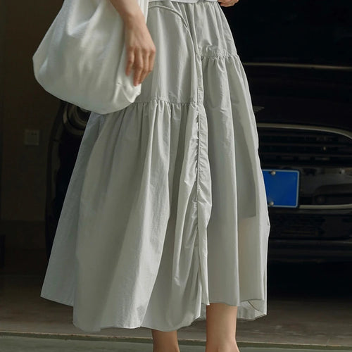 Load image into Gallery viewer, High Elastic Waist pink Color Irregular Pleated A-line Half-body Skirt Women Fashion Tide New Spring Autumn 2025 1DH5187
