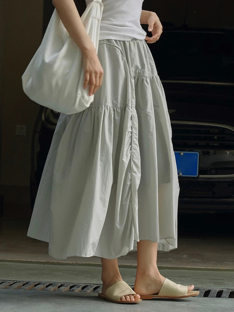 High Elastic Waist pink Color Irregular Pleated A-line Half-body Skirt Women Fashion Tide New Spring Autumn 2025 1DH5187