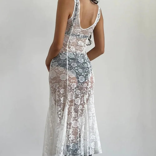 Load image into Gallery viewer, Sexy Lace Patchwork Printed Sleeveless Dress Women Perspective Slim Fit Backless Female Party Club Nightclub Vestidos
