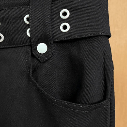 Load image into Gallery viewer, Streetwear Black Fashion Skirt For Women High Street Patchwork Detachable Pockets Mini Skirts Female Korean Clothes
