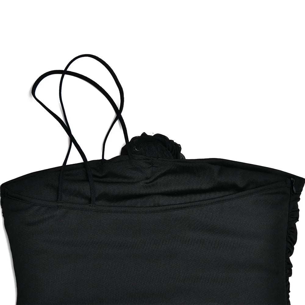 Elegant Halter Flower Sexy Maxi Dress For Women Gown Fashion Off-shoulder Backless Sleeveless Long Dress Vestidos