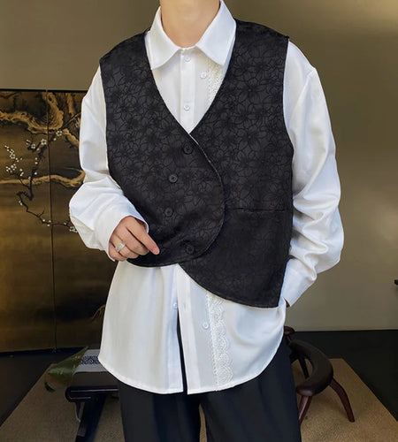 Male Vest Coats Jacquard Design Simple Reversible Fashion Single Breasted  Sleeveless Men's Tank Tops Personalized 9W1245