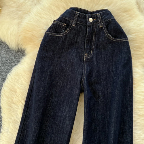 Load image into Gallery viewer, Spring Korean Vintage Blue High Waist Straight Denim Pant Women Wide Leg Jeans Fashion Casual Popular Streetwear Trousers Trendy
