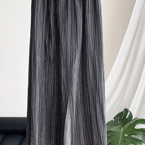 Load image into Gallery viewer, High Elastic Waist Black Striped Back Slit Elegant Half-body Skirt Women Fashion Tide New Spring Autumn 2025 1DJ1264
