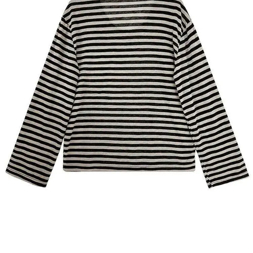 Load image into Gallery viewer, Women Apricot Striped Color-block Big Size Casual T-shirt New Round Neck Long Sleeve Fashion Spring Autumn 2025 1DH6803
