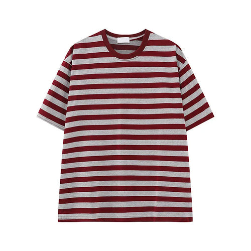 Load image into Gallery viewer, Men's Short Sleeve T-shirts New American Stripe Contrast Fashion Round Neck Male Loose Clothing Trendy Tees Casual 9W1598
