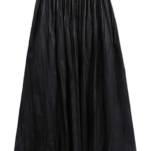 Load image into Gallery viewer, High Elastic Waist Coffee Pleated Midi Pu Leather Half-body Skirt Women Fashion Tide New Spring Autumn 2025 1DH1592
