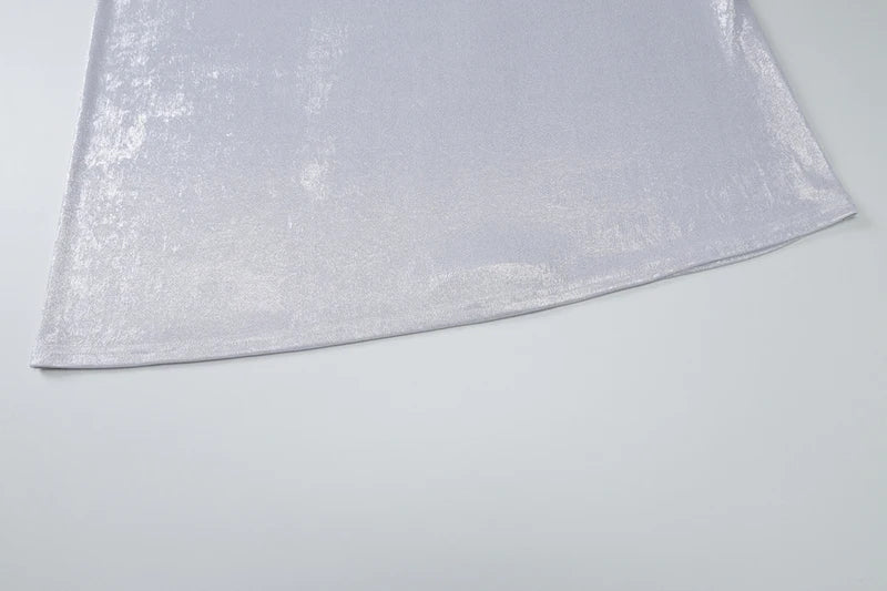 Sliver Spaghetti Strap Sexy Maxi Dress For Women Fashion Sparkle Sleeveless Backless Ruched Beach Club Sexy Long Dress