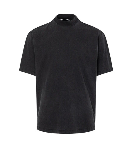 Turtleneck Men's Short Sleeve T-shirts New American Loose Clean Fit Design Solid Color Pullover Male Clothing 9W1456