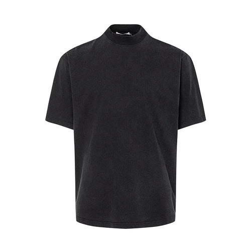 Load image into Gallery viewer, Turtleneck Men's Short Sleeve T-shirts New American Loose Clean Fit Design Solid Color Pullover Male Clothing 9W1456
