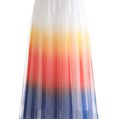 Load image into Gallery viewer, High Elastic Waist Blue 3D Flower Gradual Color Mesh A-line Half-body Skirt Women Fashion New Spring Autumn 2025  1DJ1259
