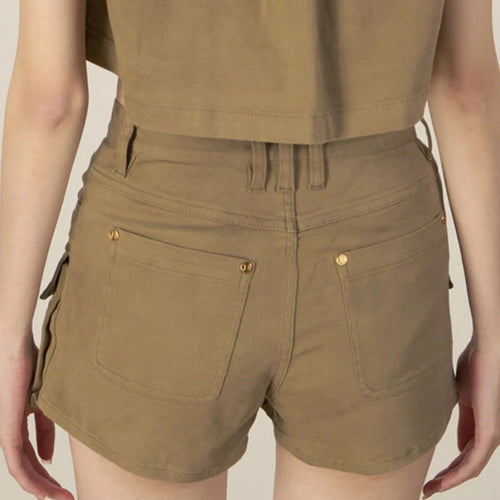 Load image into Gallery viewer, Casual Khaki Women&#39;s Summer Shorts High Waist Dual Pocket Straight Solid Short Pants Female Summer Clothing Fashion
