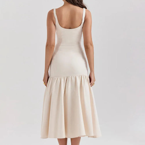 Load image into Gallery viewer, Backless Maxi Fishtail Dress For Women Gown Fashion Square Collar Sleeveless Loose Pleated Long Dress Elegant Dresses
