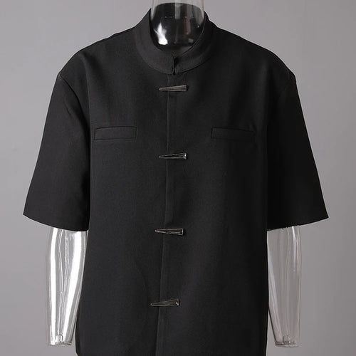 Load image into Gallery viewer, Women Black Buckle Big Size Elegant Blazer New Stand Collar Half Sleeve Jacket Fashion Tide Spring Summer 2025 CPG3087
