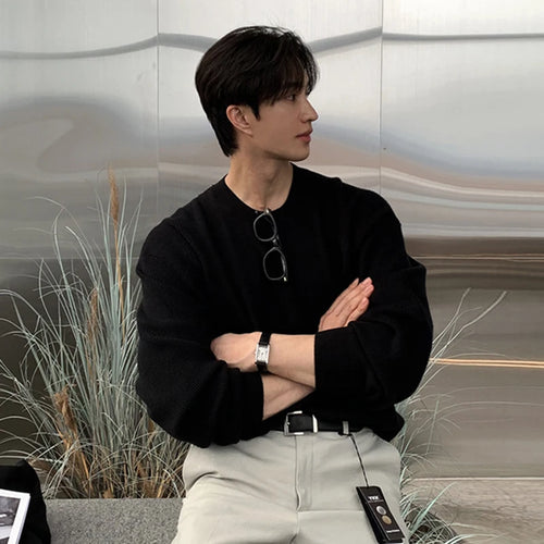 Load image into Gallery viewer, Men's Sweater New Korean Spring Style Round Neck Solid Color Simple Trendy Pullover Male Casual Clothing 2025 9W1814
