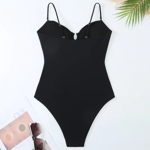 Load image into Gallery viewer, Cut Out Halter One Piece Swimsuit 2024 Swimwear for Women Sexy Hollow Out Bathing Suit Thong Monokini Beachwear
