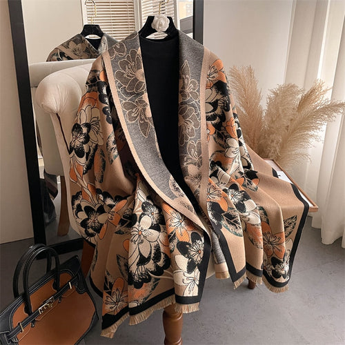 Load image into Gallery viewer, Warm Winter Scarf Cashmere Women Pashmina Design Print Shawls Wrap Female Thick Blanket Soft Bufanda Stoles Fashion
