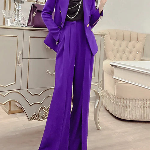 Load image into Gallery viewer, Purple Loose Wide Leg Pants For Women High Waist Solid Minimalist Trousers Female Fashion Clothing Sprin
