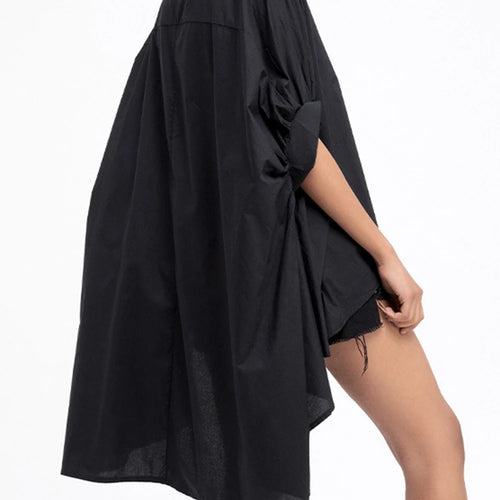 Load image into Gallery viewer, Women White Irregular Big Size Blouse New Lapel Half Sleeve Loose Fit Shirt Fashion Tide Spring Autumn 2025 1DD2323
