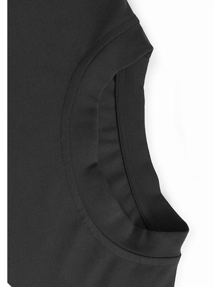 Women Blue Ruffles Spliced Pocket Big Size Midi Dress New Round Neck Short Sleeve Fashion Tide Spring Summer 2025 1DJ1325