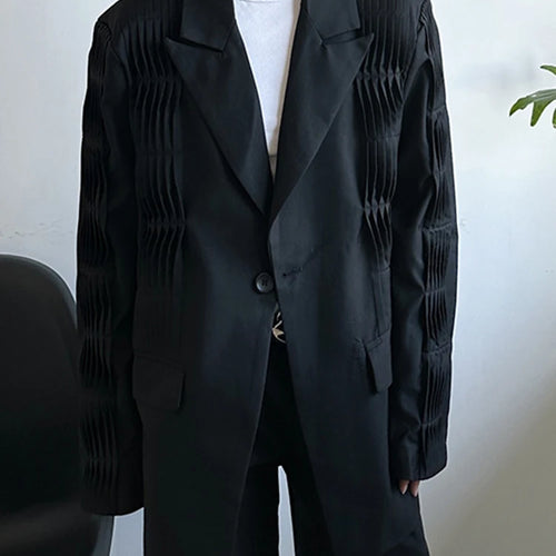 Load image into Gallery viewer, Women Black Pleated Shaped Big Size Elegant Blazer New Lapel Long Sleeve Jacket Fashion Tide Spring Autumn 2025 1DH9563
