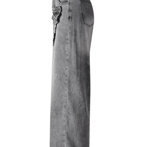 Load image into Gallery viewer, High Waist Light Gray Irregular Burr Denim Wide Leg Jeans New Women Trousers Fashion Tide Spring Autumn 2025 CPG3158
