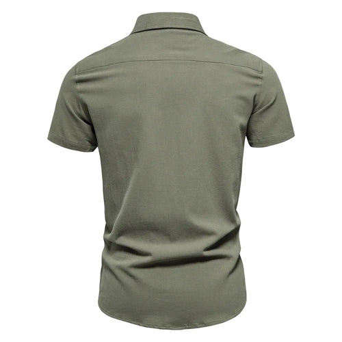 Load image into Gallery viewer, 100% Cotton Men&#39;s Short Sleeve Shirts Solid Color Social Shirts for Men Single Pocket New Summer Designer Shirts Men
